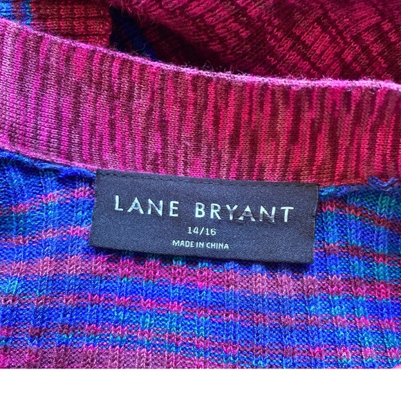 Lane Bryant NWOT Never Worn Long Knit Duster Pink Blue Preppy Cozy Layering - Picture 3 of 6